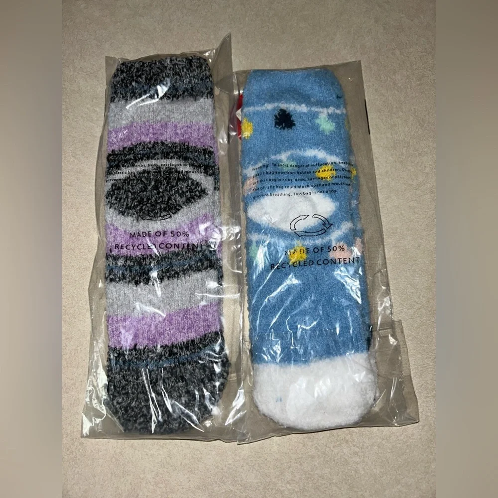 Women’s Cozy Crew Socks (3) Sz 9-11 Penguin Unicorn Stars Stripes Winter Novelty